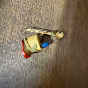 Vintage Bakelite? Pin Drum Major Majorette Hat W/ Plume on Brass Baton Brooch